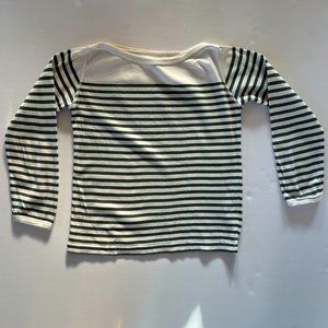 Bonton Unisex Nautical Breton Stripe Gray/White Shirt, 6 years